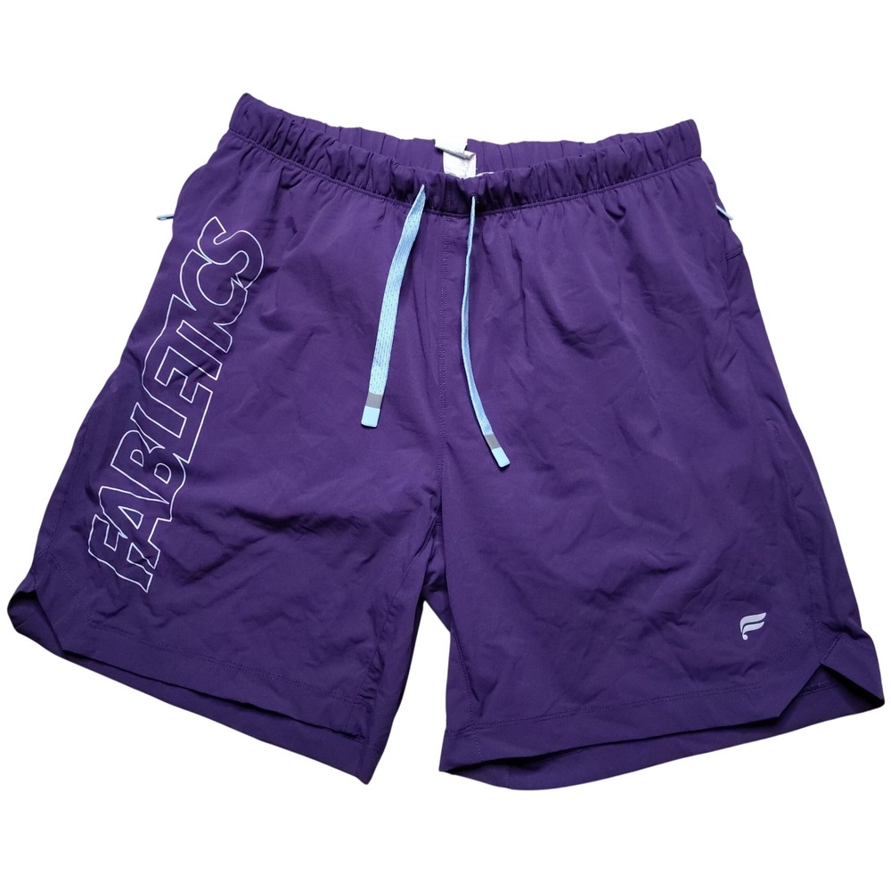 Fabletics The One Shorts Mens Medium Purple Lined Logo Drawstring 7" Athletic